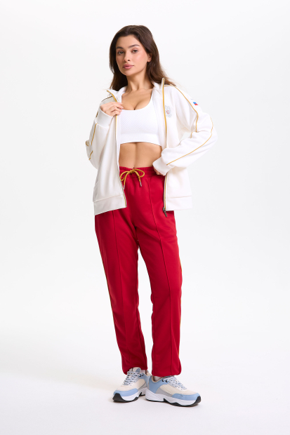 Костюм спортивный женский (молочный/бордовый)