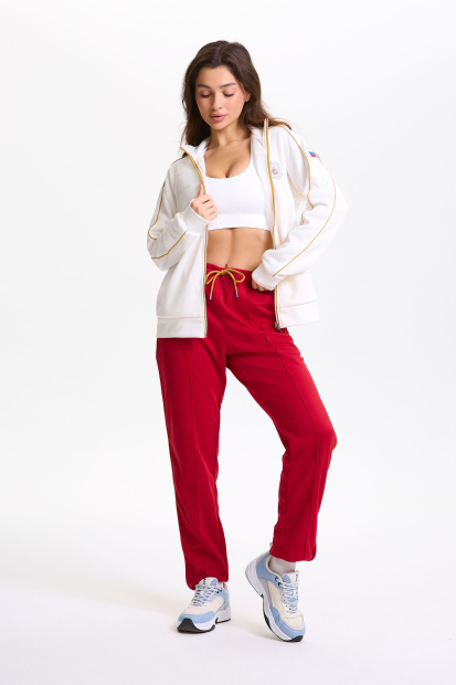 Костюм спортивный женский (молочный/бордовый)