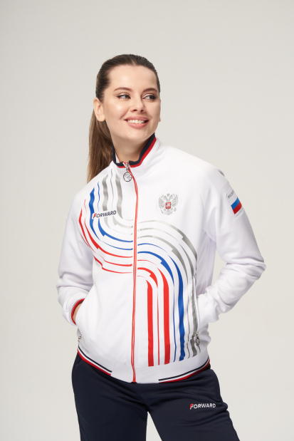 Костюм спортивный (парадный трикотажный женский) (белый/синий)